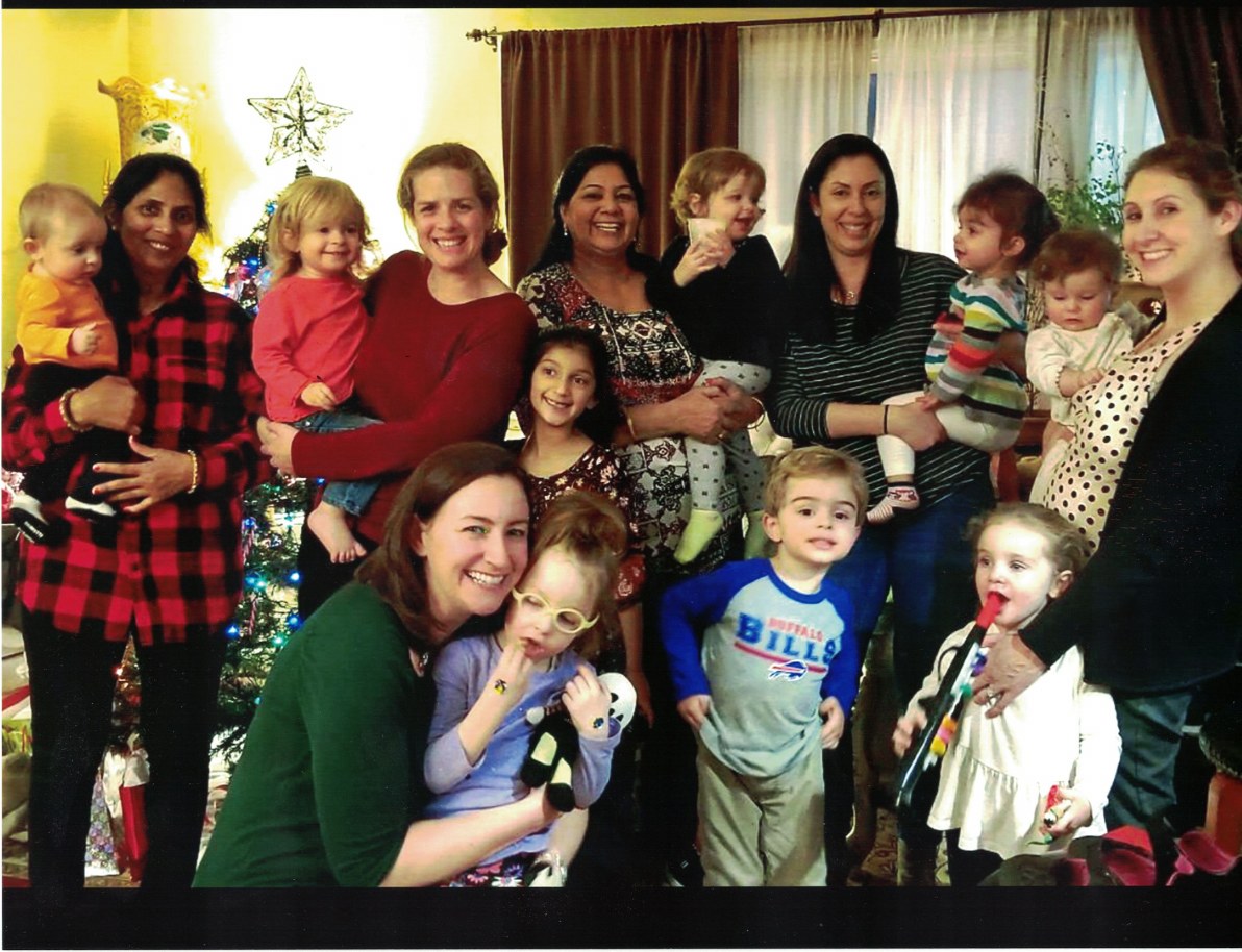 Children and caregivers gathered for a holiday celebration